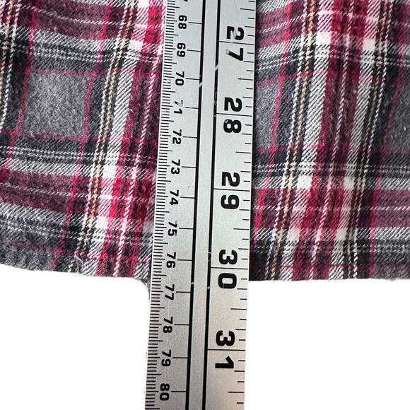 Vintage J Crew Oarsman Flannel Shirt Men's Large Red Gray Plaid Button-Down 90s - Picture 9 of 9